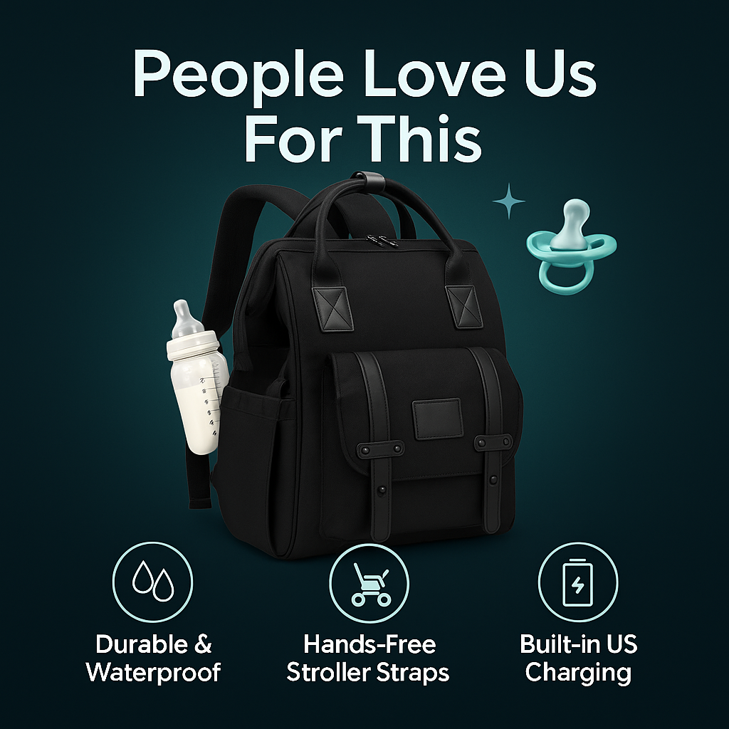 ZAXA Nappy Bag – Waterproof Backpack with USB